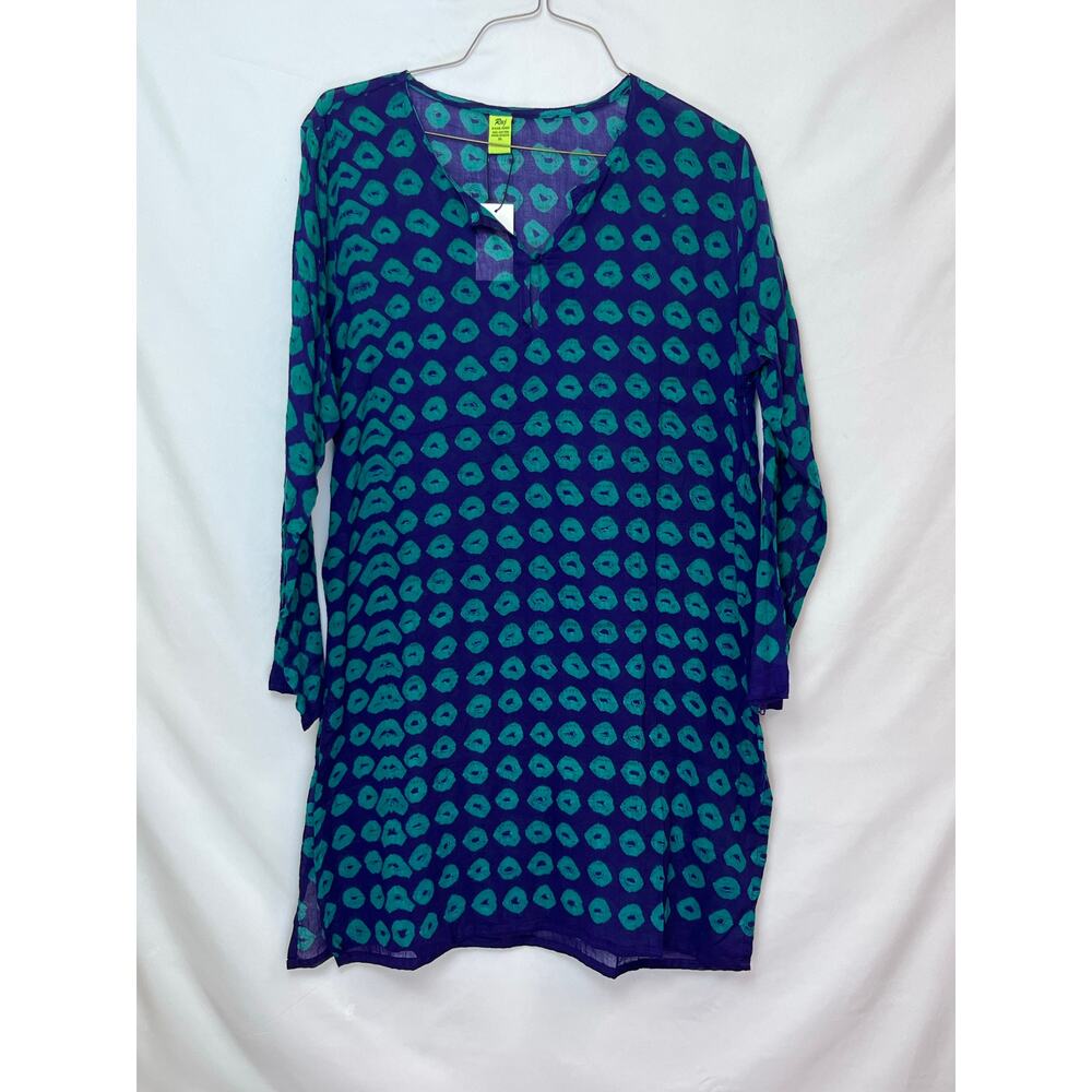 NWT Raj Women's Size XL Green/Blue Long Sleeve Lagenlook Lightweight Dress